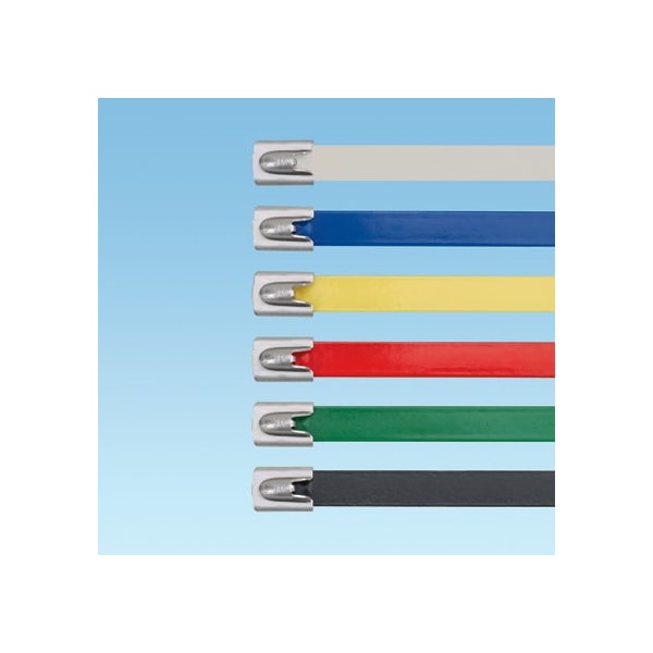 Cable Tie, 18 in L, 5.40 in Max Bundle Dia., Black, 316 Stainless Steel, Polyester, 250 lb Strength